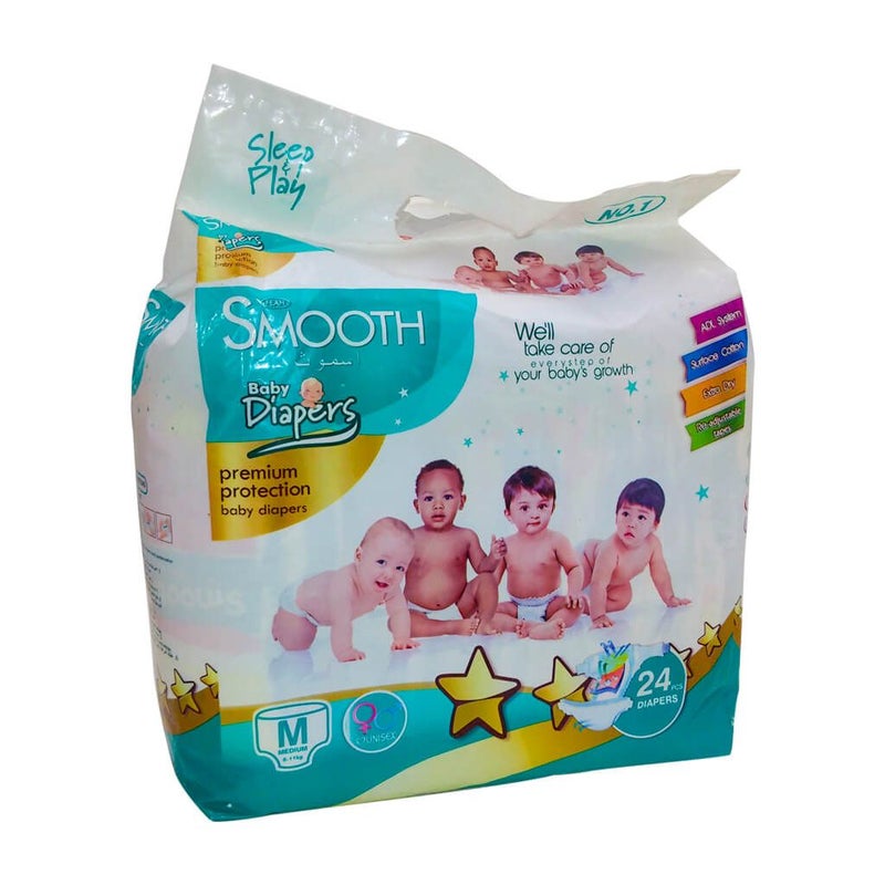 Smooth Feah Smooth Premium Protection Baby Diapers – Medium Size (24 pcs) - Image 2